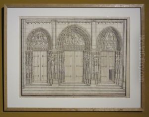 Vue du Portail royal de la cathedrale de Chartres by Louis Boudan