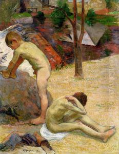 Breton boys bathing by Paul Gauguin