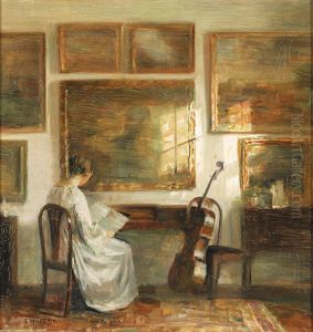 Dame am Tisch mit einem Cello