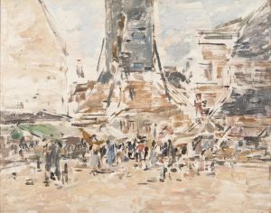 St. Catherine's Market in Honfleur by Eugene Louis Boudin