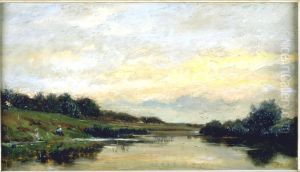 Landscape - Evening by Charles-Francois Daubigny