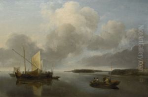 Calm Sea with Small Ships by Jan Van De Cappelle