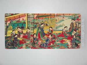 Jeunes Femmes En Reunion De Fete by Yoshu Toyoharu Chikanobu /