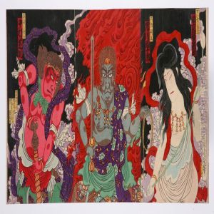 Triptych by Yoshu Toyoharu Chikanobu /