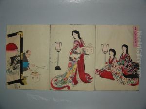 Trois Femmes Jouent Au Jeu De Graines by Yoshu Toyoharu Chikanobu /