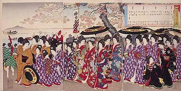 Un Paseo De Las Mujeres Del Castillo De Chiyoda Para Ver La Floracion - view 1