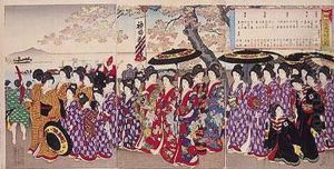 Un Paseo De Las Mujeres Del Castillo De Chiyoda Para Ver La Floracion
