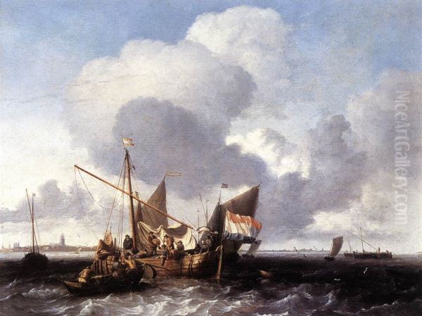 Ships on the Zuiderzee before the Fort of Naarden - view 1