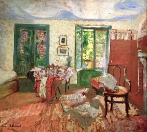 Interieur. Annette au pied d'un fauteuil