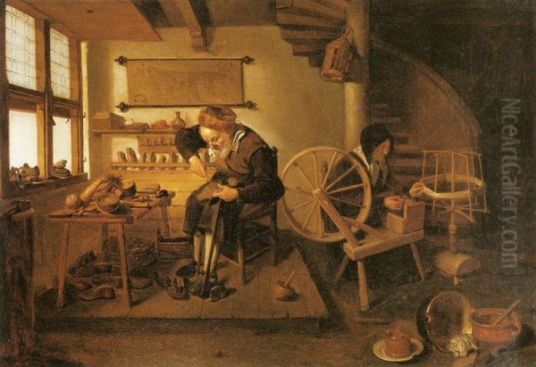 Shoemaker and Spinner in a Workshop - view 1