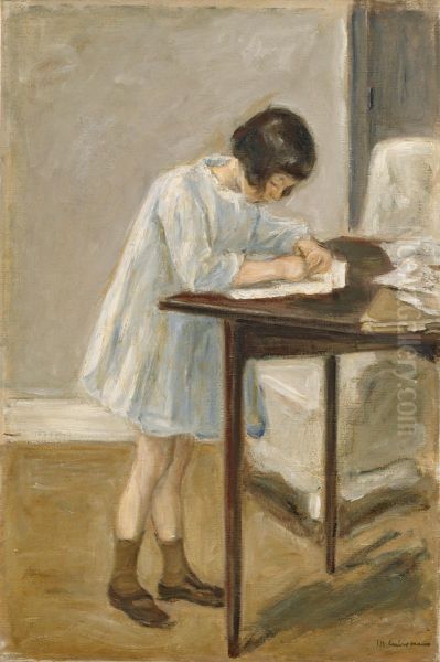 Granddaughter (standing girl writing) - view 1