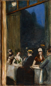 Cafe Scene in Paris by Lesser Ury