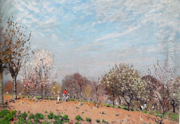 Apple Trees in flower at Louveciennes - view 1