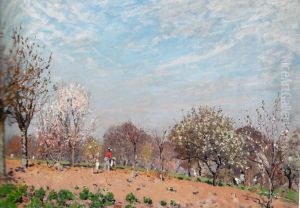 Apple Trees in flower at Louveciennes by Alfred Sisley