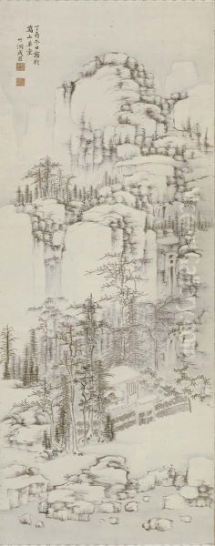 Chinese Scholar In A Mountain Pavilion - view 1