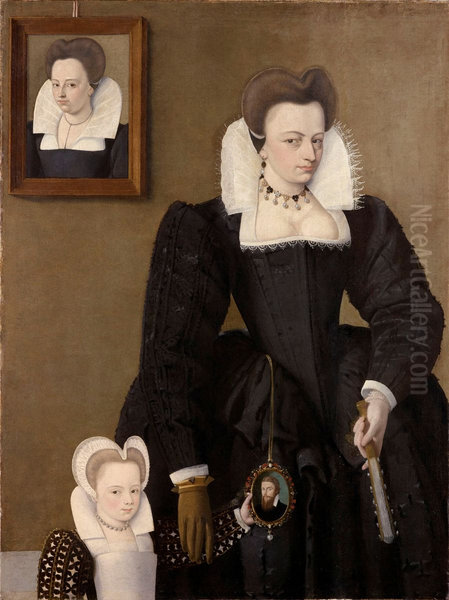 Jeanne de Bourdeille with one of her daughters - view 1
