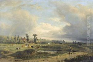 Sommerliche Landschaft Mit Regenbogen by Elias Childe