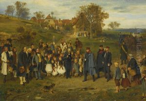 His Highness on a journey / Spreading Peace (Otto von Bismarck and his Prussian officers touring a village after the Austro-Prussian War of 1866) by Ludwig Knaus