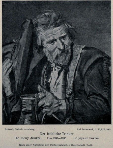 Laughing man holding a mug raising his hat - view 1