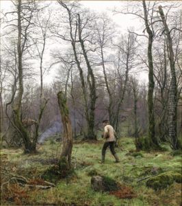 En traeskomager i Ellemose. by Niels Skovgaard