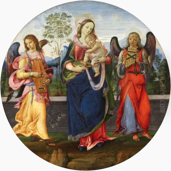 Madonna and Child with two angels playing music - view 1