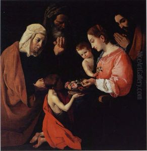 The Holy Family with Saints Anne and Joachim and John the Baptist by Francisco De Zurbaran