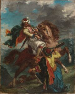 A Turk Surrenders to a Greek Horseman by Eugene Delacroix