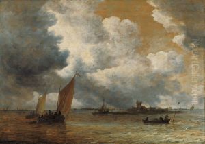 River Landscape with Sailboats by Jan van Goyen