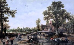 Landscape with a canal in a village Landscape with a canal in a village