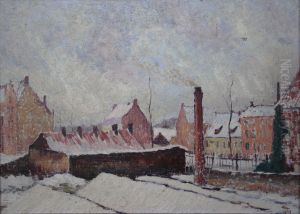 Neige a Bruges (esquisse) by Georges Emile Lebacq