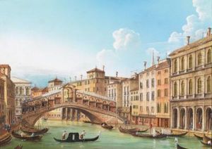 Blick Auf Den Canale Grandein Venedig Mit Der Rialtobrucke by Vincenzo Chilone