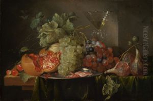 Vruchtenstilleven met een wijnglas by Jan Davidsz. De Heem