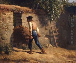 Peasant with a Wheelbarrow by Jean-Francois Millet