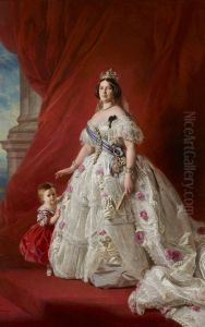 La Reina Isabel II con la princesa de Asturias by Franz Xavier Winterhalter