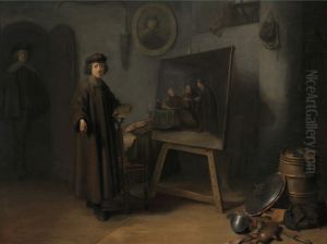 Rembrandt in his Studio by Gerrit Douor follower