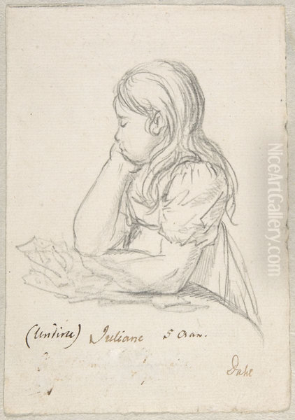 Portrait of Juliane Sophie Heger as a Child, leaning on a Table - view 1