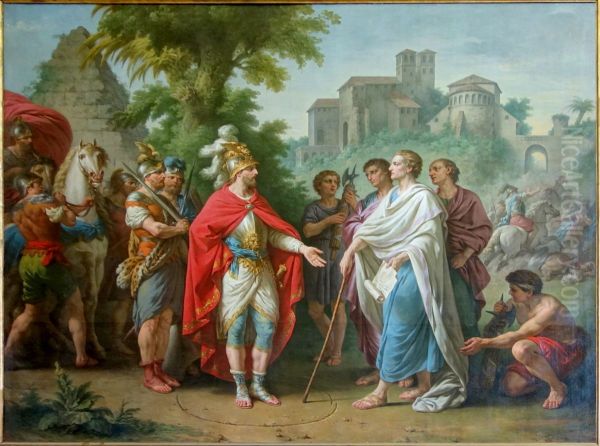 Popilius envoye en ambassade aupres d'Antiochus Epiphanes pour arreter le cours de ses ravages en Egypte - view 1