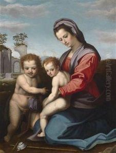 The Virgin Mary With The Christ Child And St. John The Baptist As A Boy by (Jacopo Chimenti) Empoli