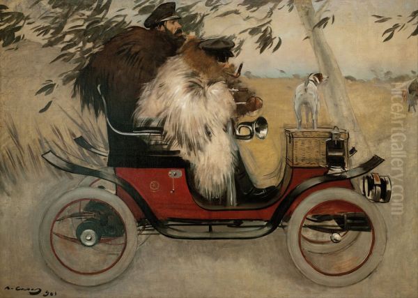 Ramon Casas and Pere Romeu in an Automobile - view 1