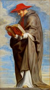De H. Bonaventura lezend in een boek De H. Bonaventura lezend in een boek
