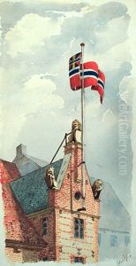 Takgavl, hjornet Tollbugt. - Kirkegt. 15, Colletgarden by Peter Andreas Blix