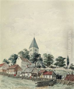 Telthusbakken og Gamle Aker kirke by Peter Andreas Blix