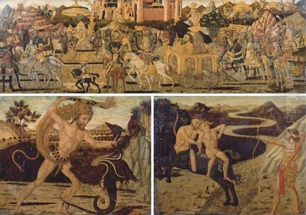 Three panels adorning a Wedding Cassone - view 1