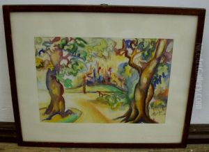 ,,Rakvere tammikus, akvarell" by Hando Mugasto