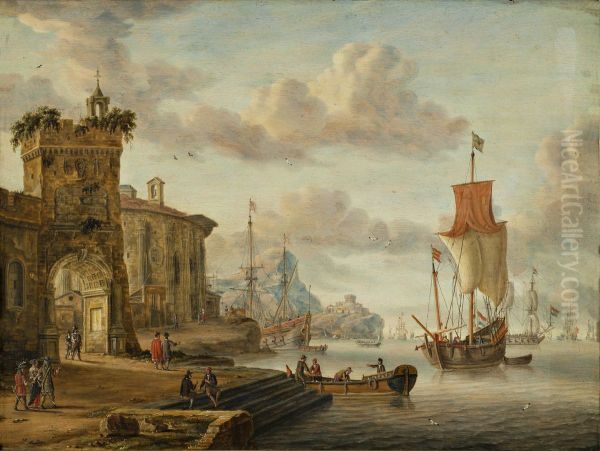 Harbour Scene with Ancient Ruins - view 1