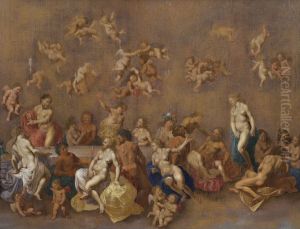 Gudernes festmaltid by Cornelius van Poelenburgh