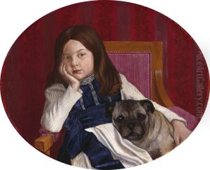 Johanna, die Tochter des Kunstlers mit Mops by Thomas Theodor Heine