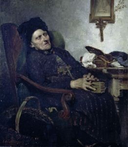 Alte Frau in Interieur by Ludwig Von Lofftz