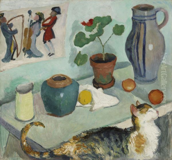 Der Geist im Hausgestuhl: Stillleben mit Katze - view 1