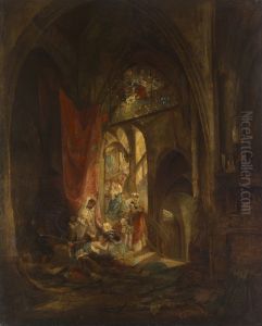 Szene auf der Schlosstreppe by Karl von Piloty